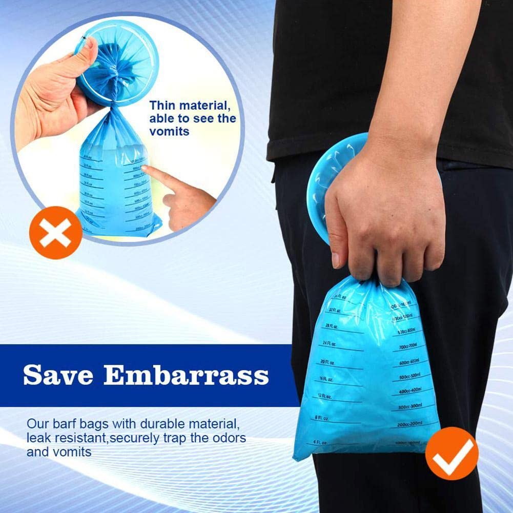 KOCOVIMI Vomit Bags Disposable, 25 Pack Original Authentic Barf Bags Disposable for Adults, Kids, Throw Up Bags, Super Effective