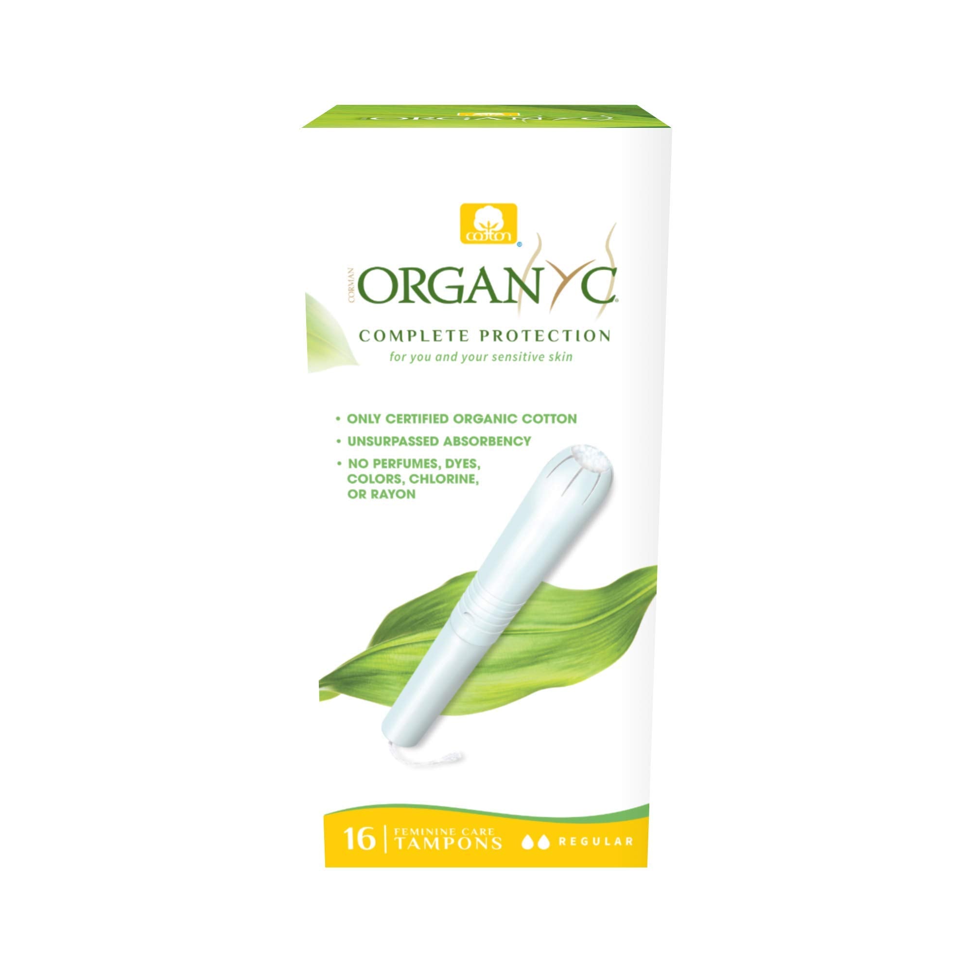 Organyc 100% Certified Organic Cotton Tampons, Cardboard Applicator, Free from Chlorine, Perfumes, Rayon and Chemicals, Regular,