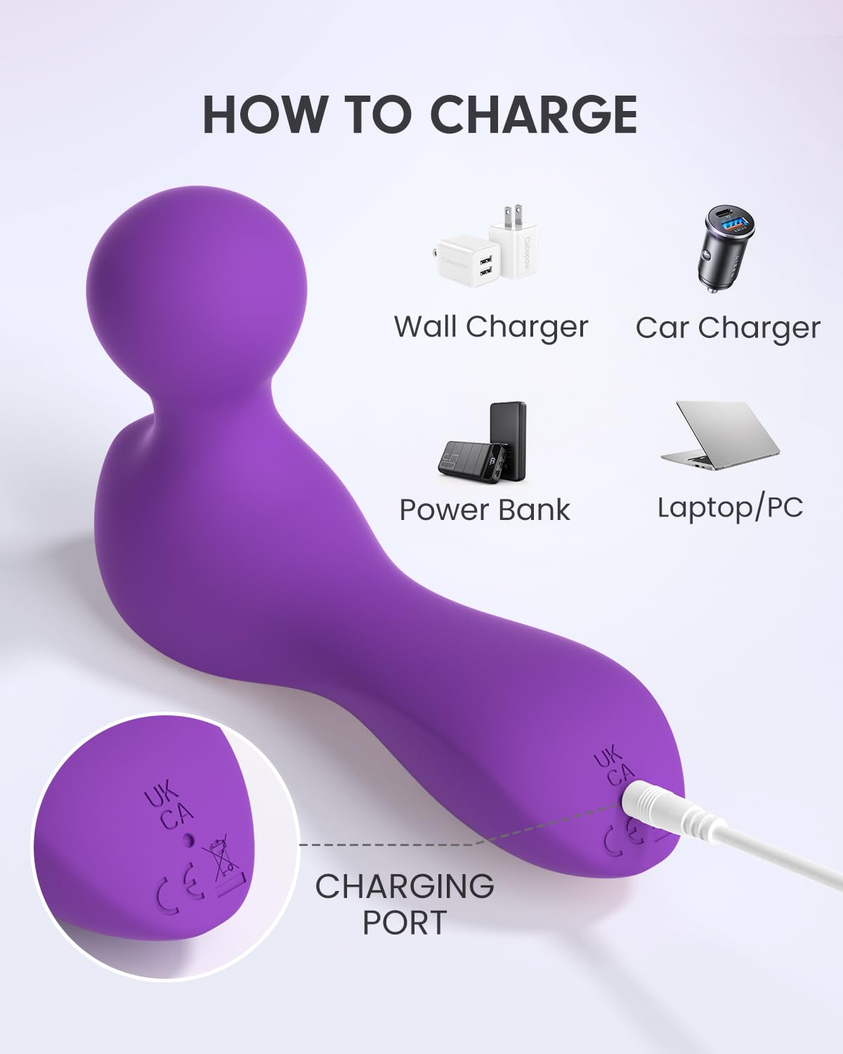 Pinkmini Electric Facial Massager for Face and Neck, Powerful - Waterproof - Handheld Mini Massage Tool (Purple)