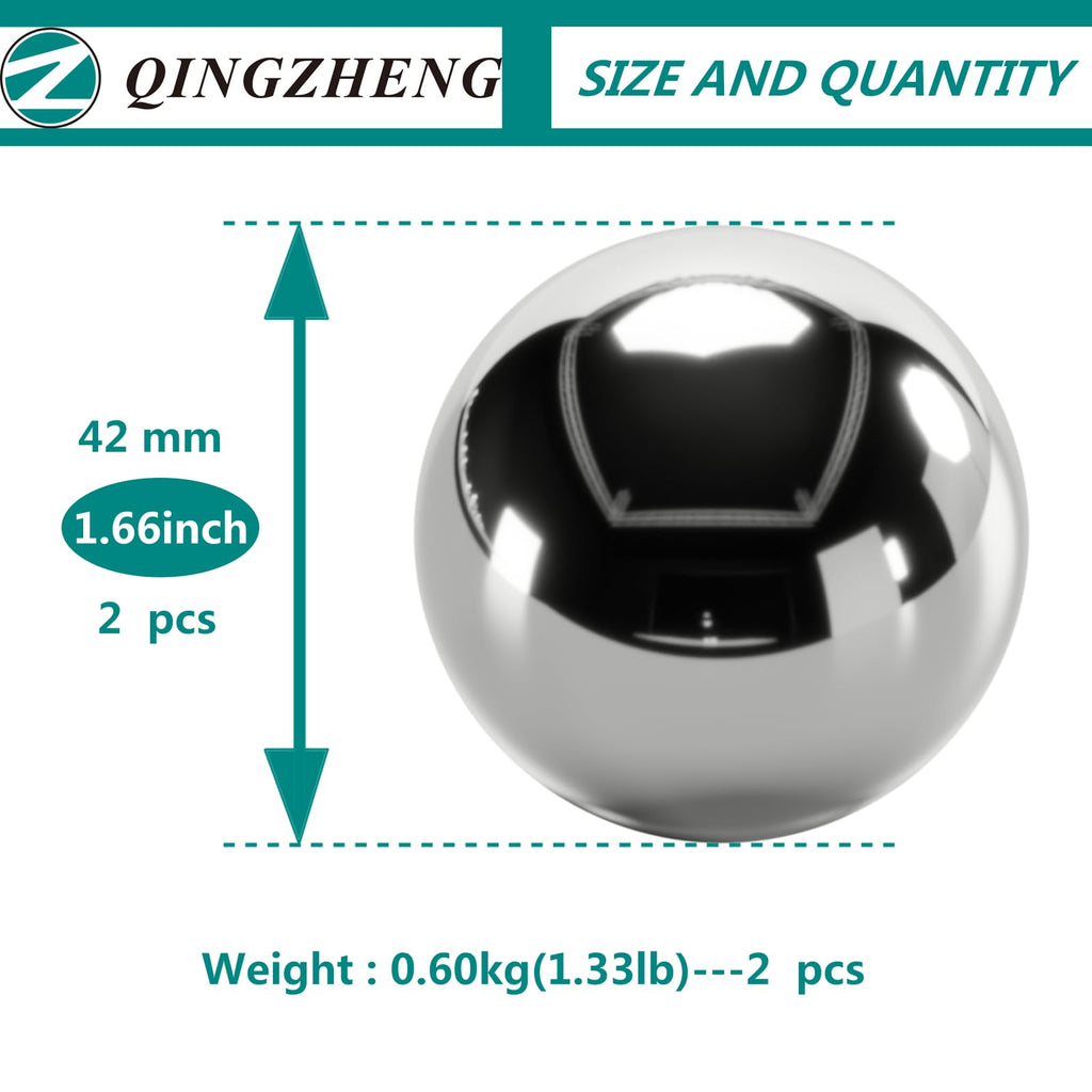 Z QINGZHENG 1.66 Inch,42mm Solid Stainless Steel Baoding Balls,Health Exercise Massage Handball (2pcs)