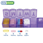 EZY DOSE Weekly (7-Day) Pill Case, Medicine Planner, Vitamin Organizer Box, Convenient and Easy to Use, X-Large Compartments, Tr