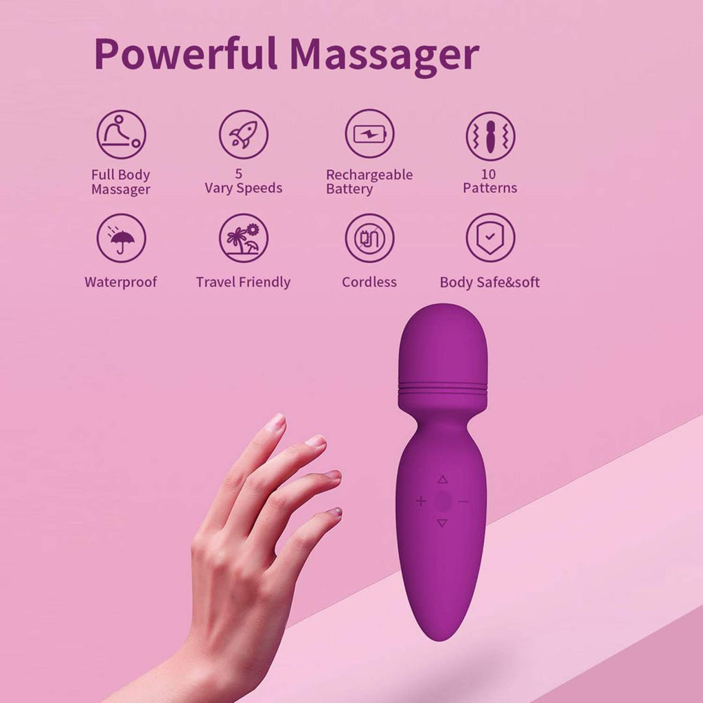 Apowand Mini Wand Massager Small Hand-held Massager,Quiet,Portable Personal Massager Silicone Massager Cordless for Neck Shoulde