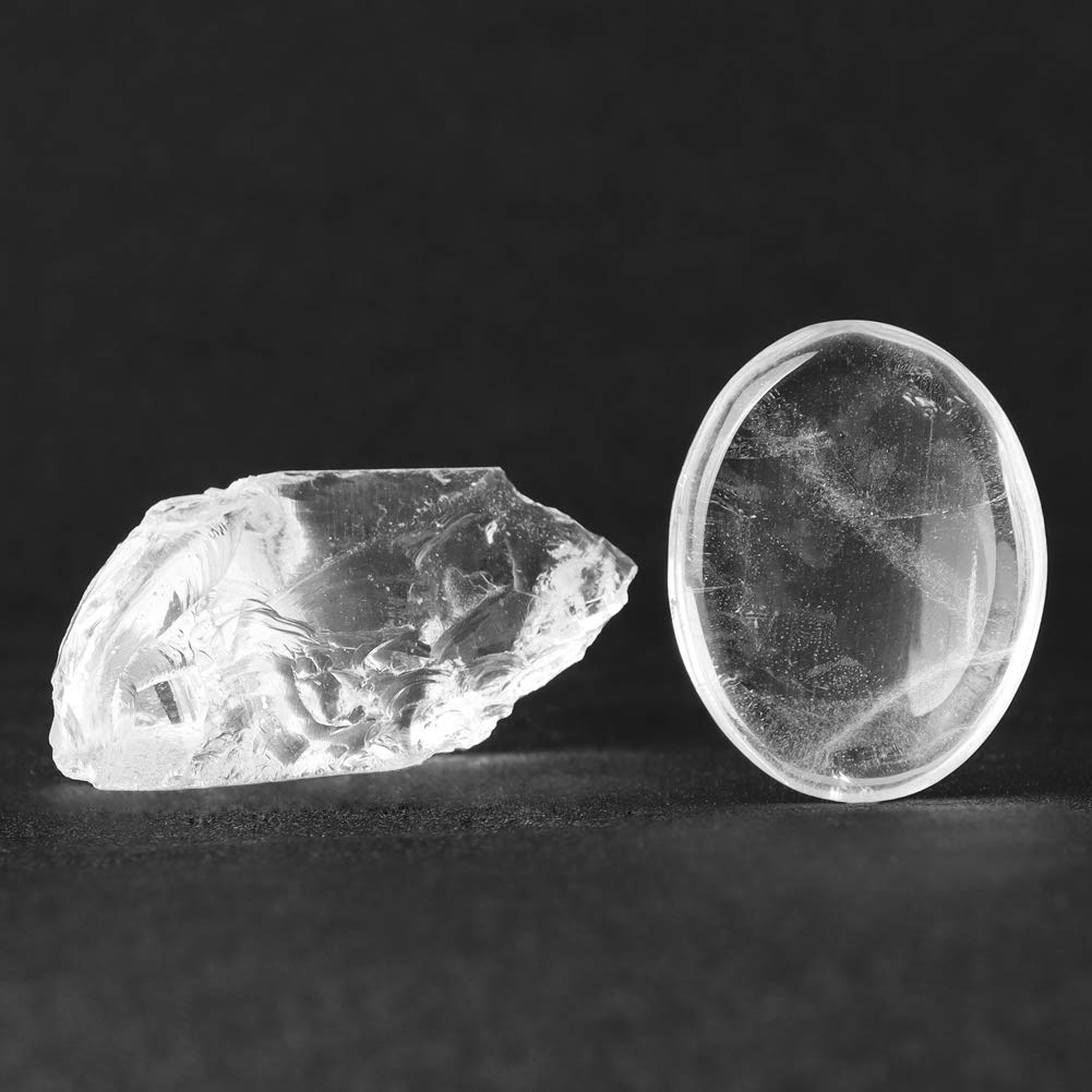 Artistone White Crystal Thumb Worry Stones for Anxiety Polished Oval Gemstone Chakra Rock Clear Quartz Healing Stone Reiki Women