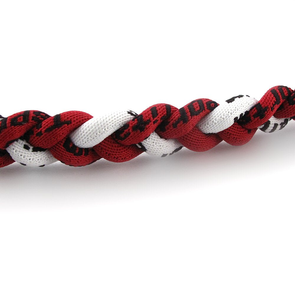 MapofBeauty 18 Fashion Three Braided Rope Sport Style Tornado Necklace (Dark Red/White)