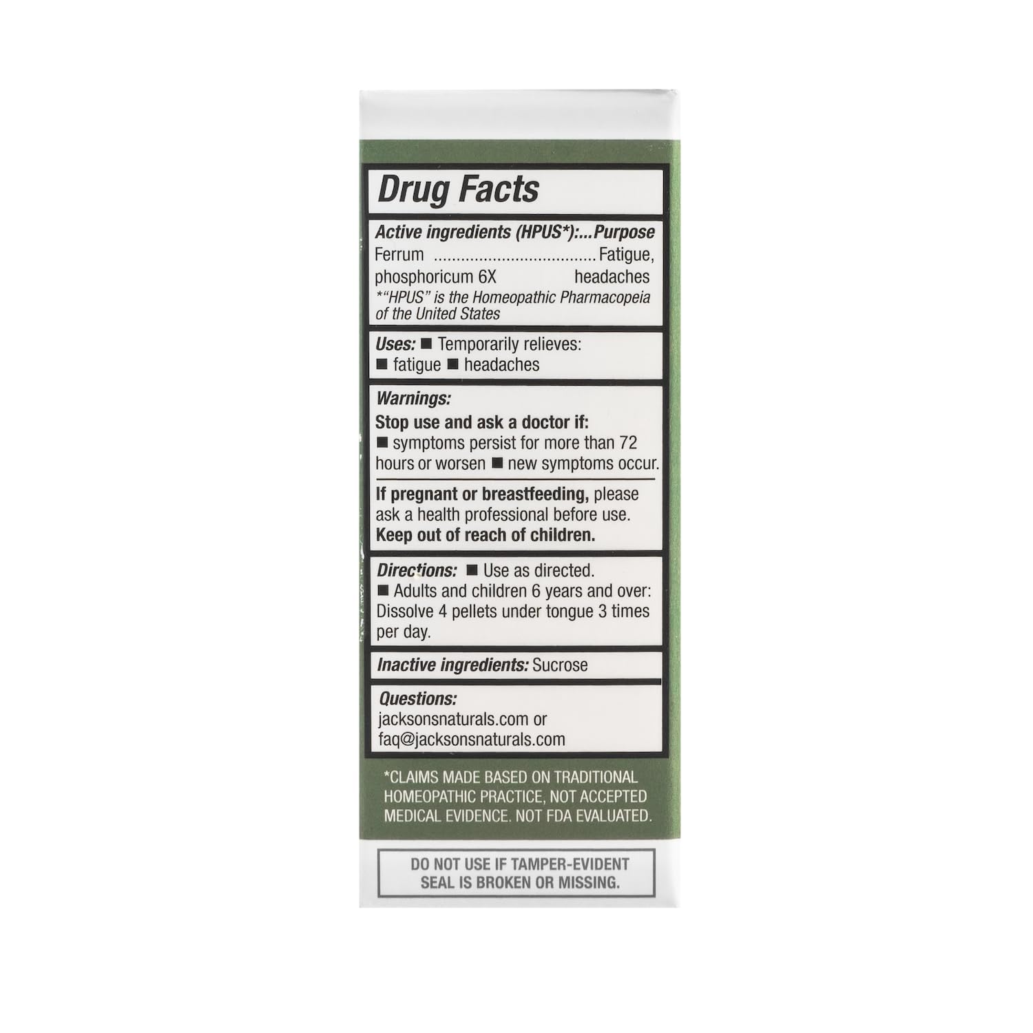 Jackson's Cell Salt #4 Ferr phos 6X (500 Pellet Bottle) - Certified Vegan, Lactose-Free Ferrum phosphoricum 6X
