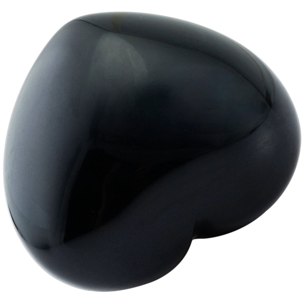 SUNYIK Natural Black Obsidian Carved Puff Heart Pocket Stone,Healing Palm Crystal Pack of 1(1.6'')