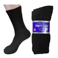 LM 12 Pairs Diabetic Crew Socks Unisex 9-11, 10-13, 13-15 Black Grey White (10-13, Black)