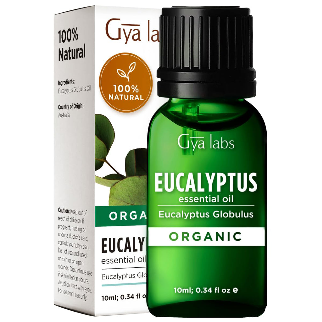 Gya Labs Organic Eucalyptus Essential Oil for Diffuser - 100% Pure Natural Eucalyptus Oil Organic for Skin, Hair, Soap Making & 