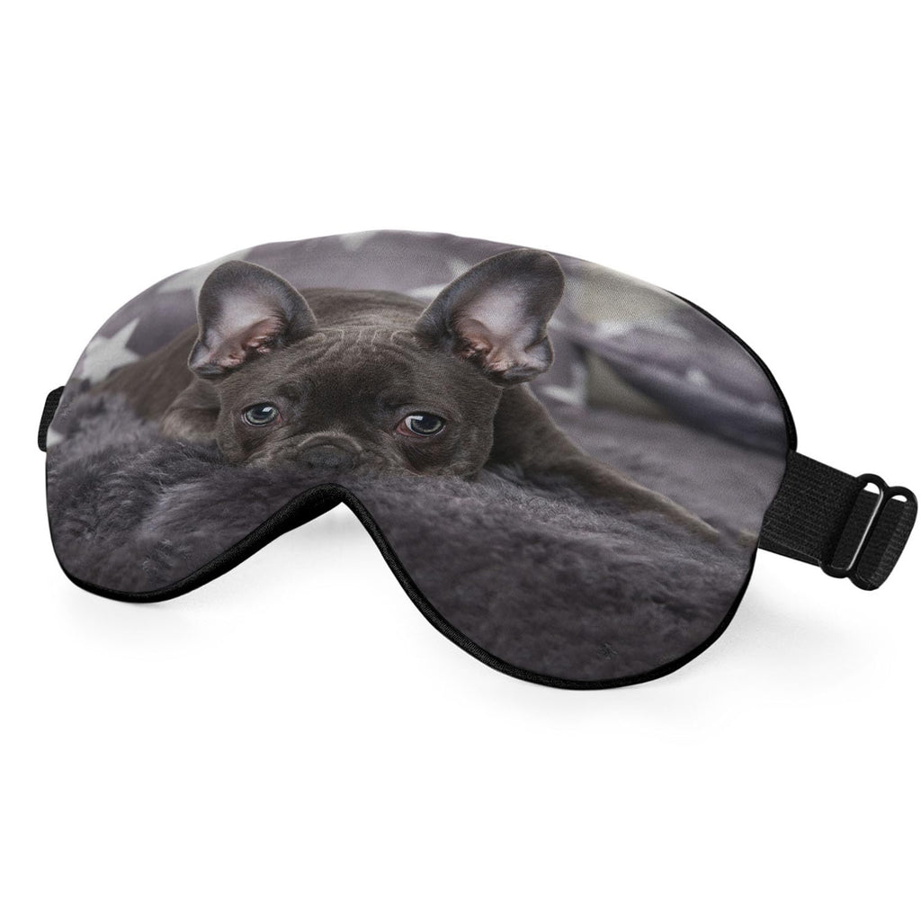 NOHSHE French Bulldog Silk Eye Mask Sleep Mask Puppy Grey Cute Dog Animal Eye Mask with Adjustable Strap Lightweight for Women W