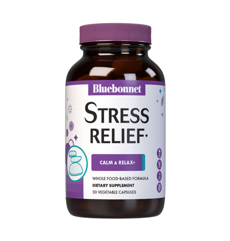 Bluebonnet Nutrition Stress Relief, Calm & Relax*, Calming Whole Food-Based Formula, Non-GMO, Vegan, Kosher-Certified, Gluten-Fr