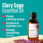 Hana Clary Sage Essential Oil (1 Fl Oz) Clary Sage Oil for Skin, Diffuser, Hair and Aromatherapy - Sweet, Herbaceous Scent