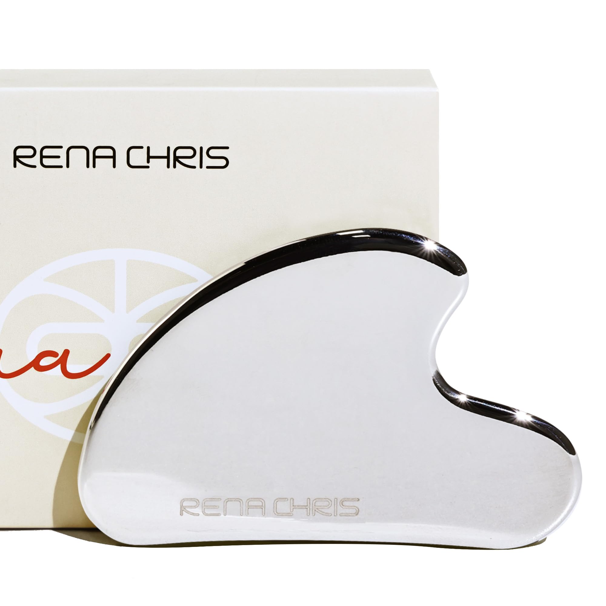 Rena Chris Gua Sha Facial Tools, Stainless Steel Guasha, Manual Massage Sticks for Jawline Sculpting and Puffiness Reducing, Scr