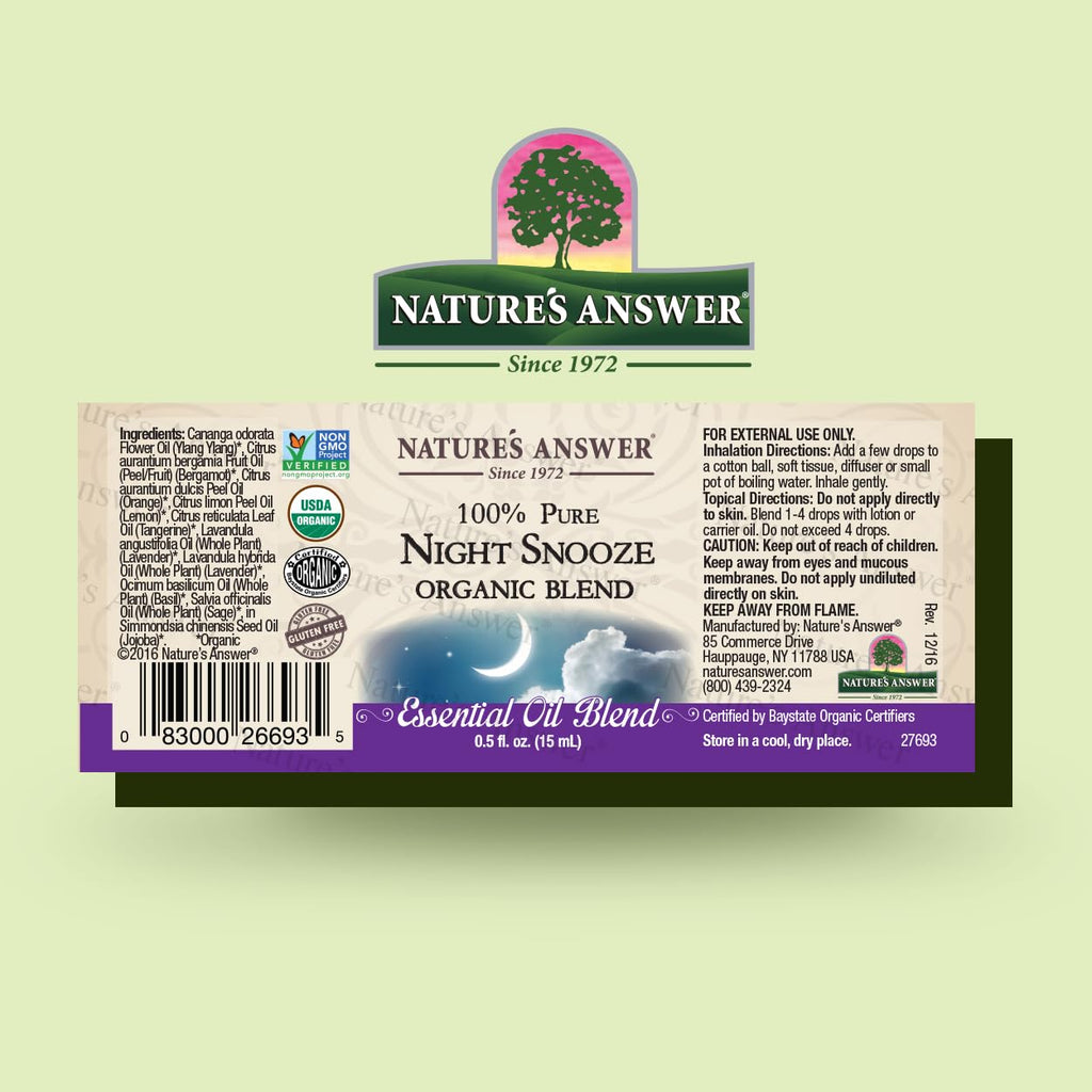 Natures Answer 100% Pure Organic Essential Oil Blend, 0.5-Ounce, Night Snooze