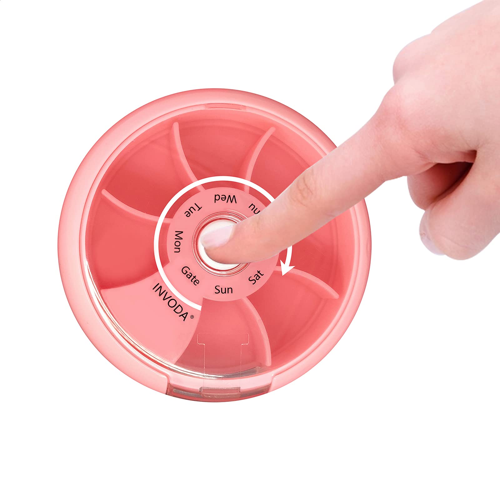 Weekly Pill Container 7 Compartments Daily Pill Box Travel Small Portable Case Fish Oil Supplements Vitamins Organizer (Pink)