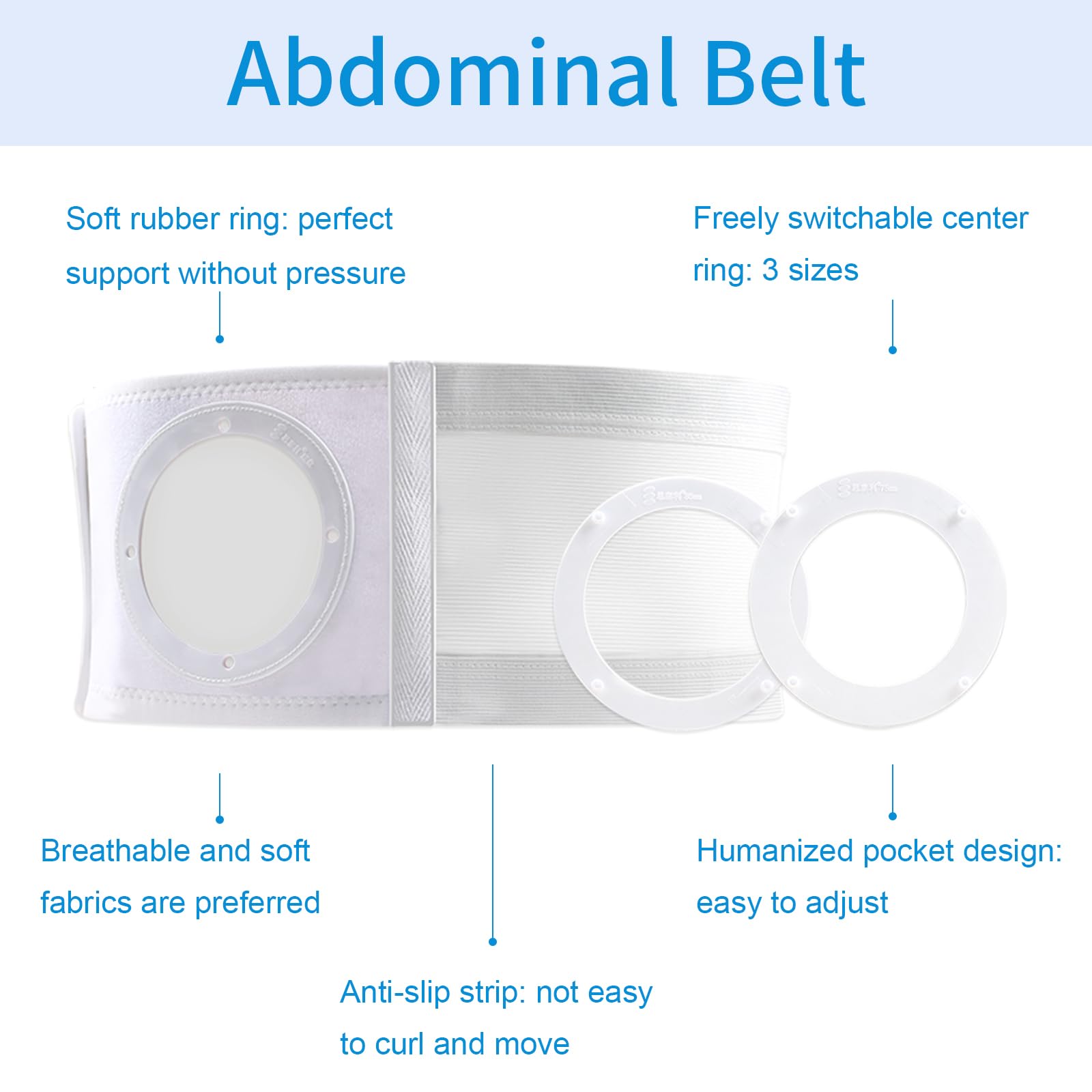 steawoce Adjustable Ostomy Support Belt for Men & Women, Breathable Abdominal Binder with Multiple Hole Sizes, Elastic Ostomy Ba