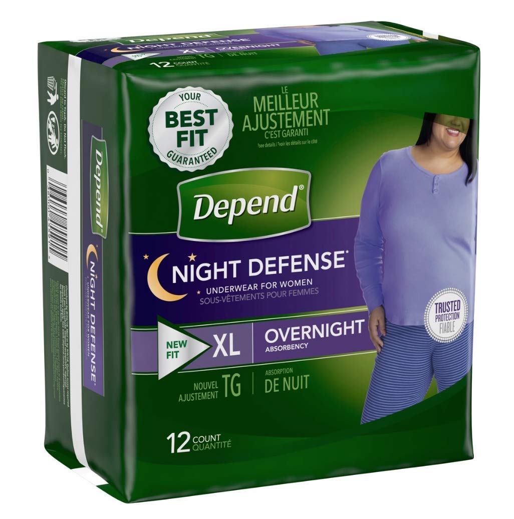 Extra Large Overnight Depends - Night Defense Incontinence Underwear for Women,12 count - XL
