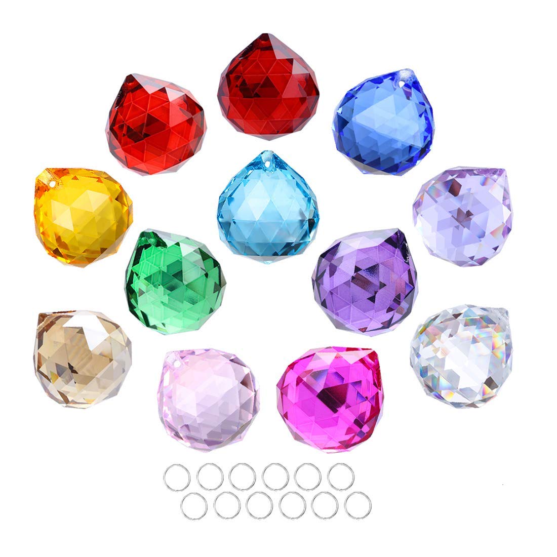 Crystalsuncatcher 30mm Vintage Feng Shui Faceted Decorating Crystal Ball Prism Pendant Suncatcher Multi-Color Hanging Pendant Su