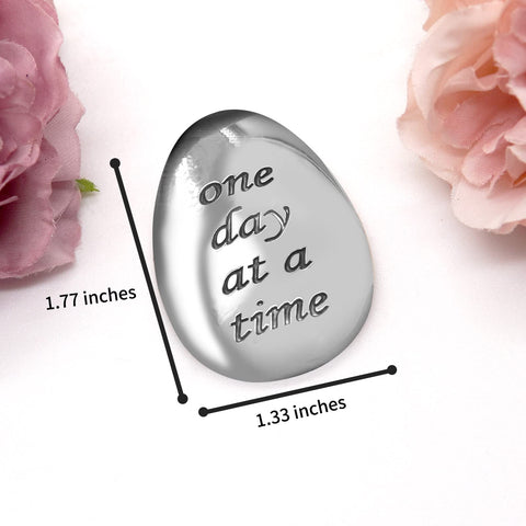 ForFine Soothing Stone Thumb Stones Relieve Anxiety Stones Lucky Inspirational Gift for Parent Family Friend, Meaning One Day at