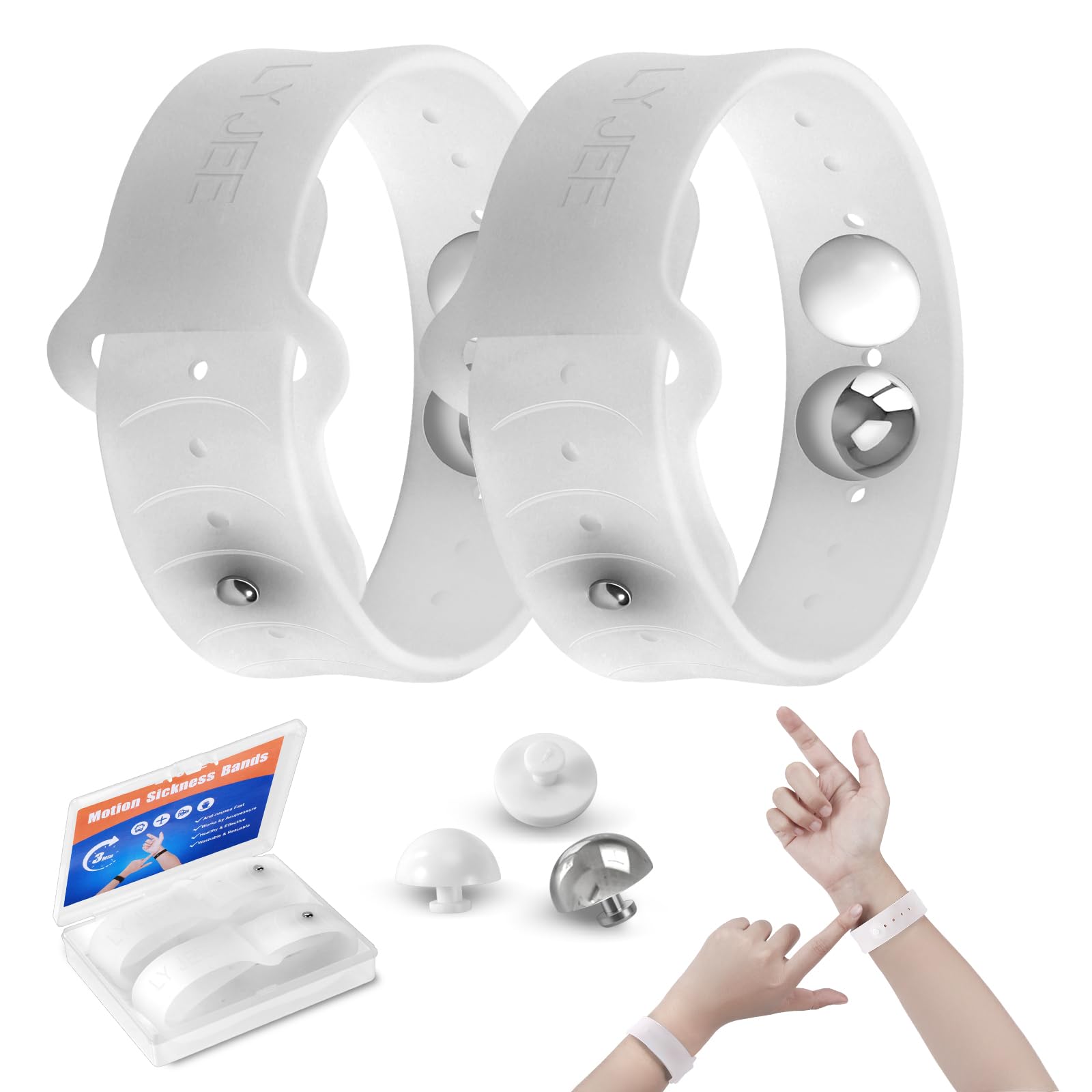 LYJEE Nausea Bands for Morning Sickness Relief Motion Sickness Bands for Adults and Kids Acupressure Sea Sickness Wristbands for