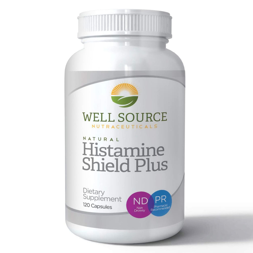 Histamine Shield Plus All Natural Antihistamine Supplement Works for Pollen, Pet Dander, Dust, Mold, and Odor Allergies. 120 Cap