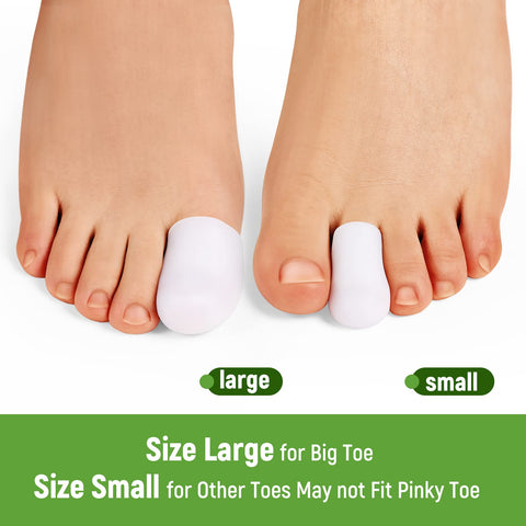 Bukihome Big Toe Protectors 10 ct, Silicone Toe Caps to Cushion Hammer Toe, Blister, Corn, Callus, Great for Running, Walking, S