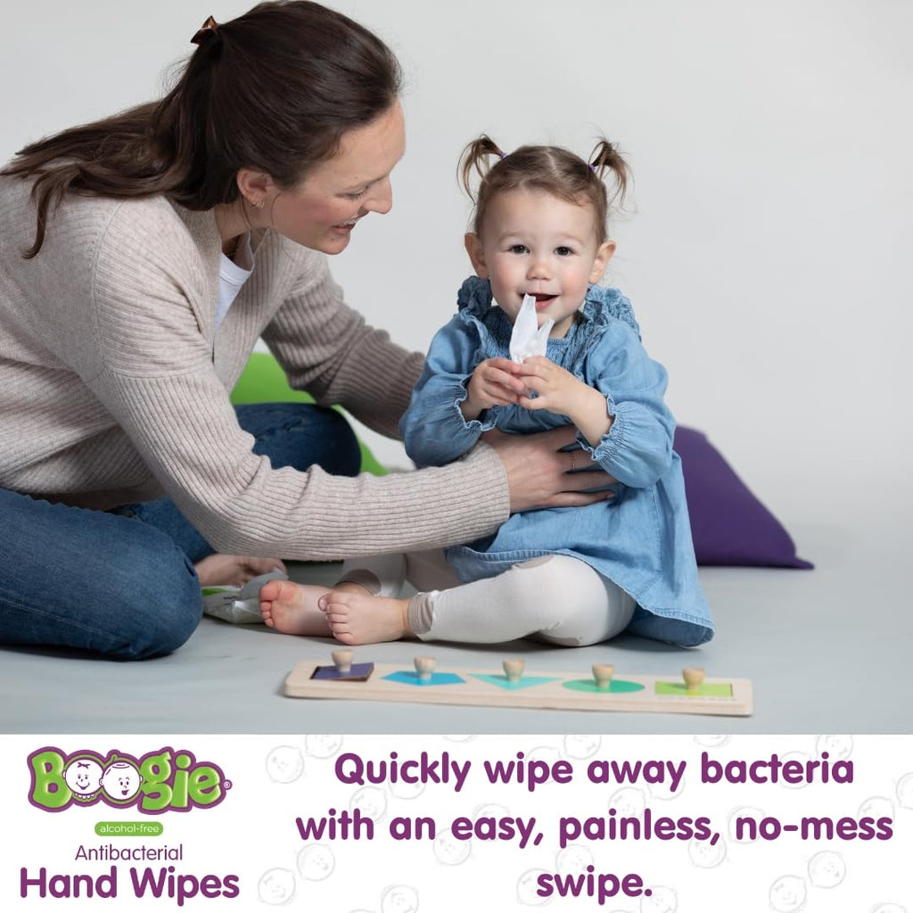 Antibacterial Hand Wipes by Boogie Wipes, Alcohol-Free, Hypoallergenic and Moisturizing Aloe, Boogie Hand Wipes for Adults and K