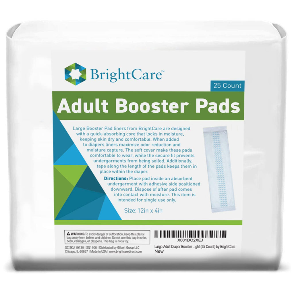 Adult Diaper Booster Pad Liner Insert with Adhesive for Men or Women (Large Size) - 16 Ounce Absorbent Day and Night Doubler (25