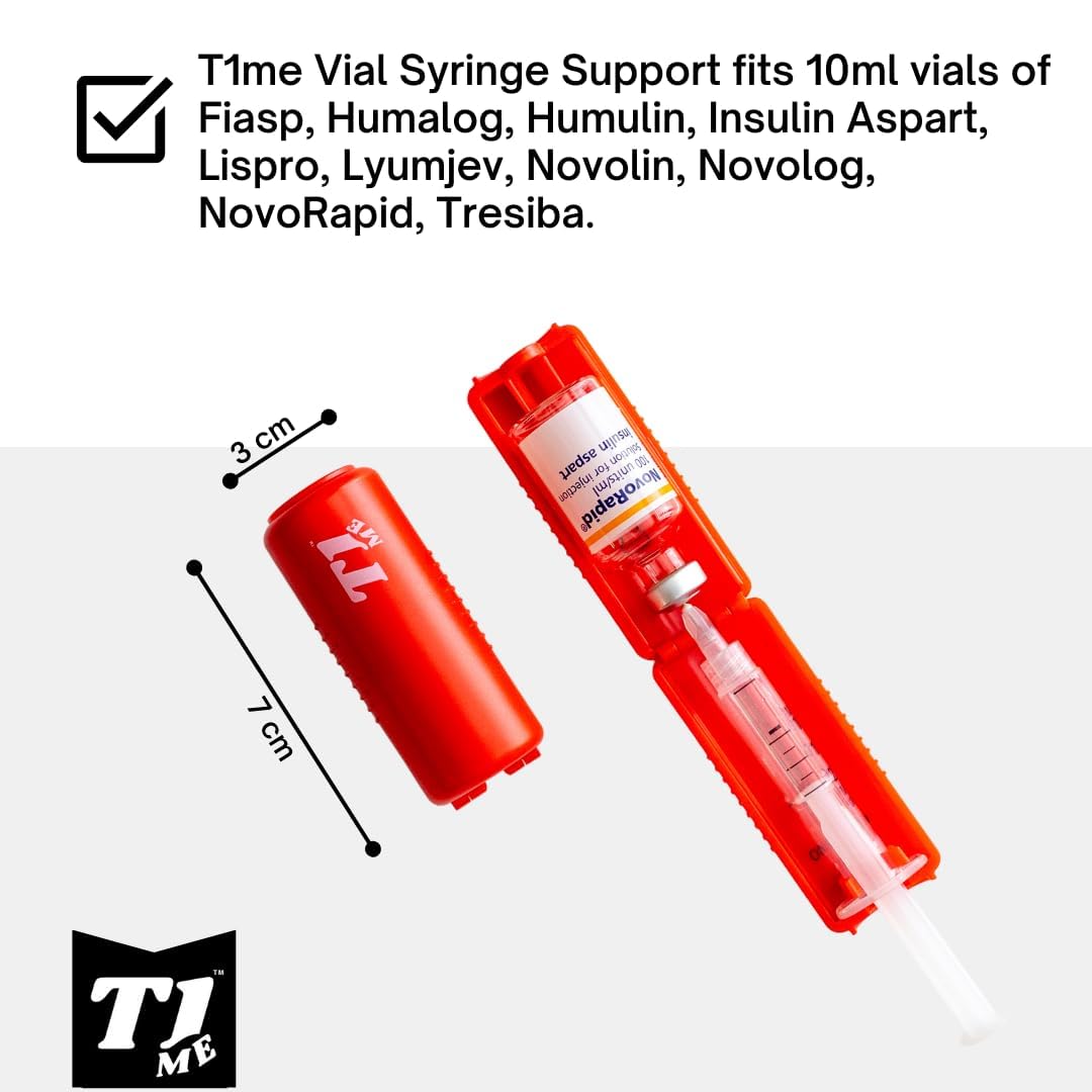 Omnipod T1me Vial Syringe Insulin Filling Support, Insulin transfer device for Type 1 Type 2 diabetes, Bottle Protector Case, Vi
