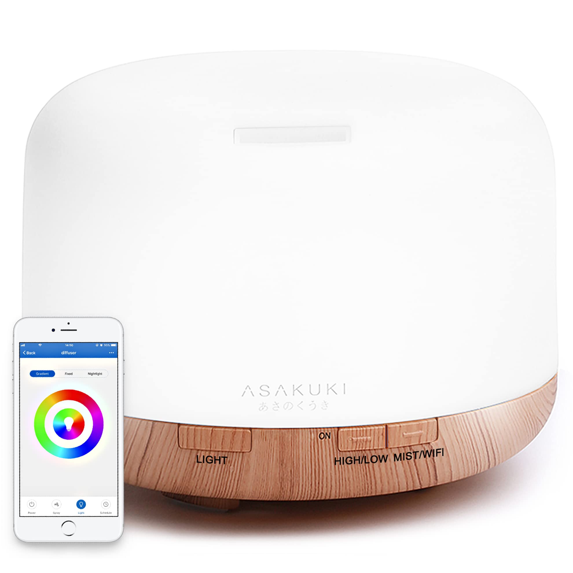 ASAKUKI Smart Wi-Fi Essential Oil Diffuser, App and Voice Control Compatible with Alexa, 500ml Aromatherapy Humidifier for Relax