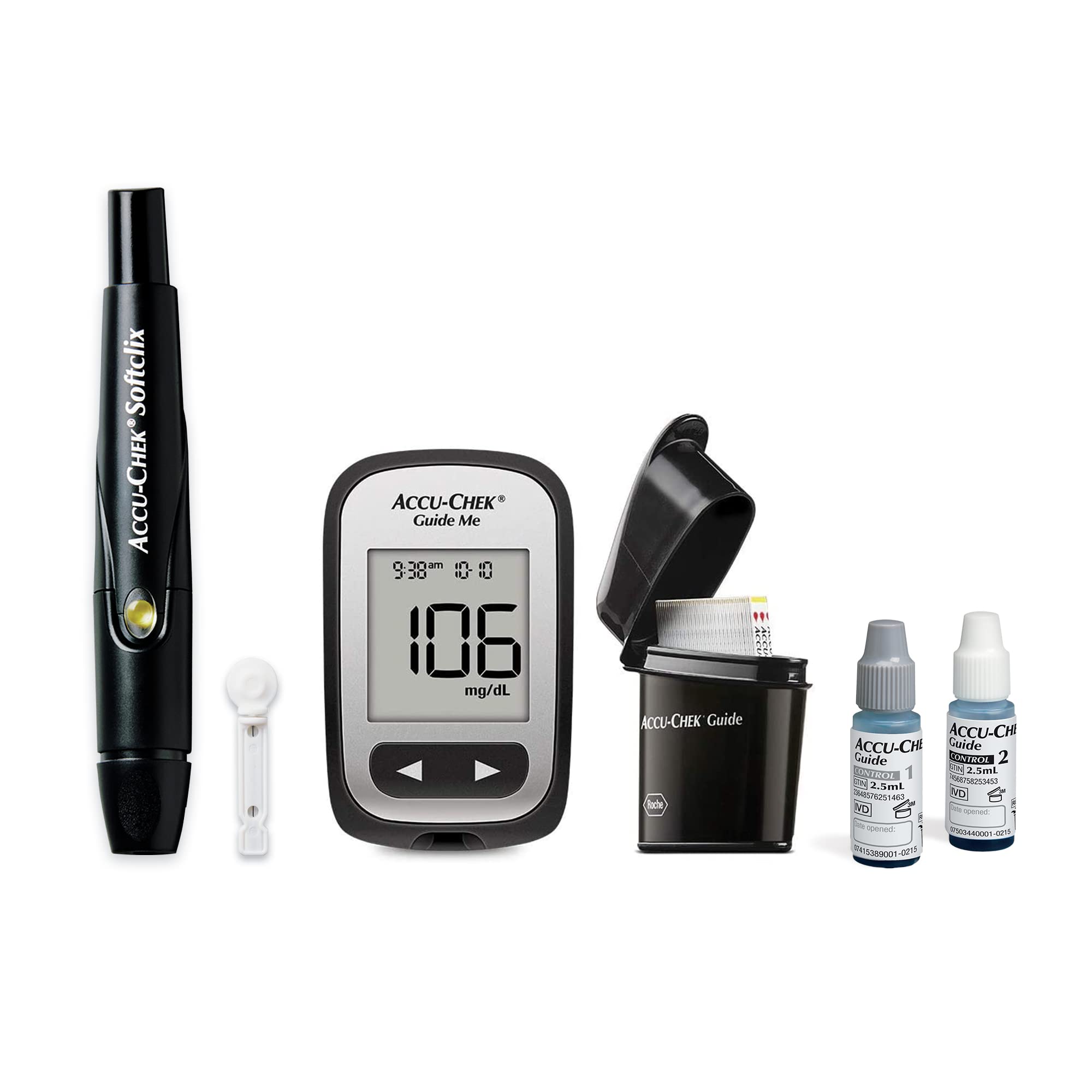 Accu-Chek Softclix Glucose Monitor Kit for Diabetic Blood Sugar Testing: Guide Me Meter, Softclix Lancing Device & 110 Lancets, 