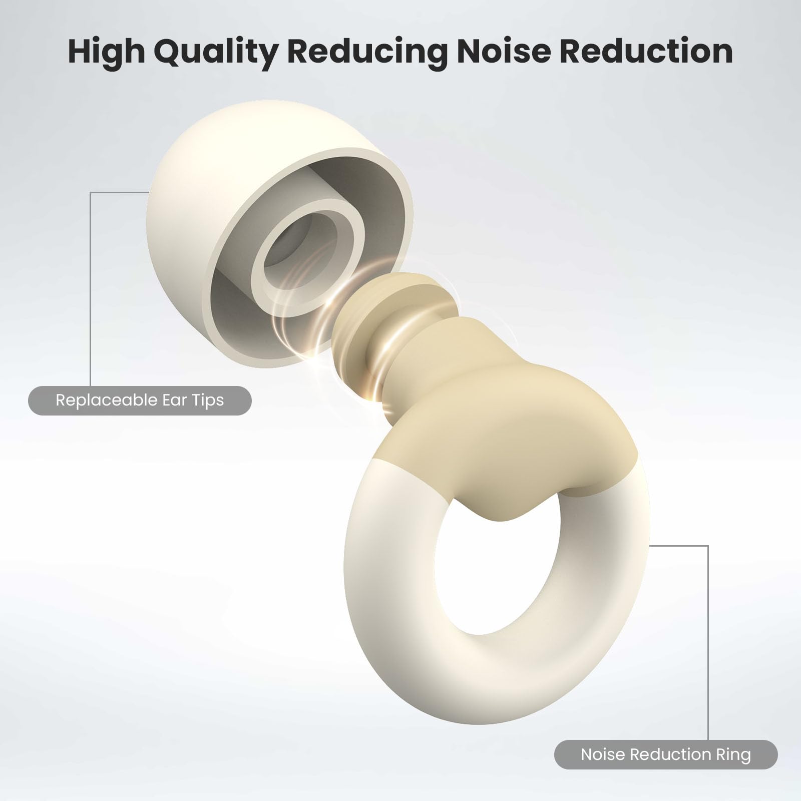JUSTRVN Ear Plugs for Sleeping, 2 Pairs of Reusable Earplugs for Noise Reduction 25dB-30dB with 8 Ear Tips, Soft Hearing Protect