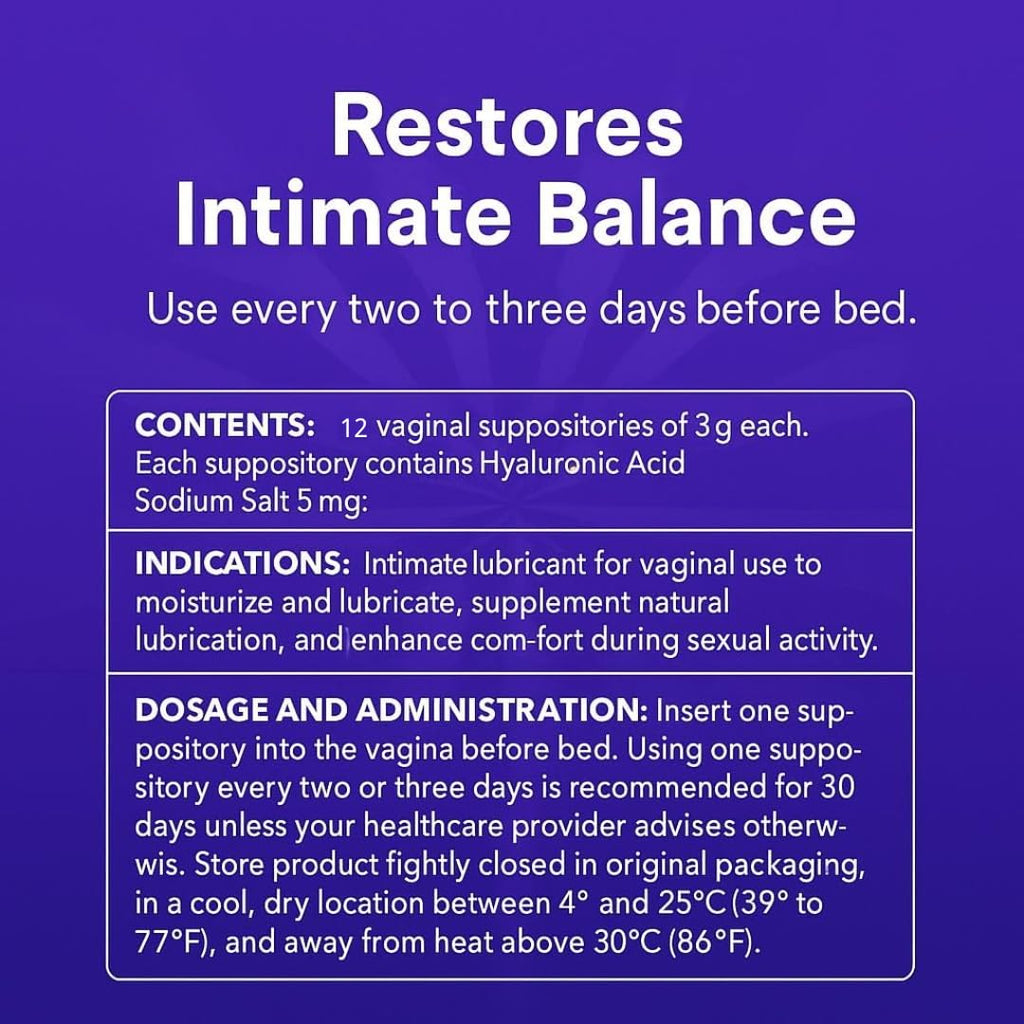 XORYTEN Vaginal Moisturizer for Revarey- 5mg Hyaluronic Acid - Vaginal Dryness, Hormone-Free Soothing Inserts, 12 Suppositories