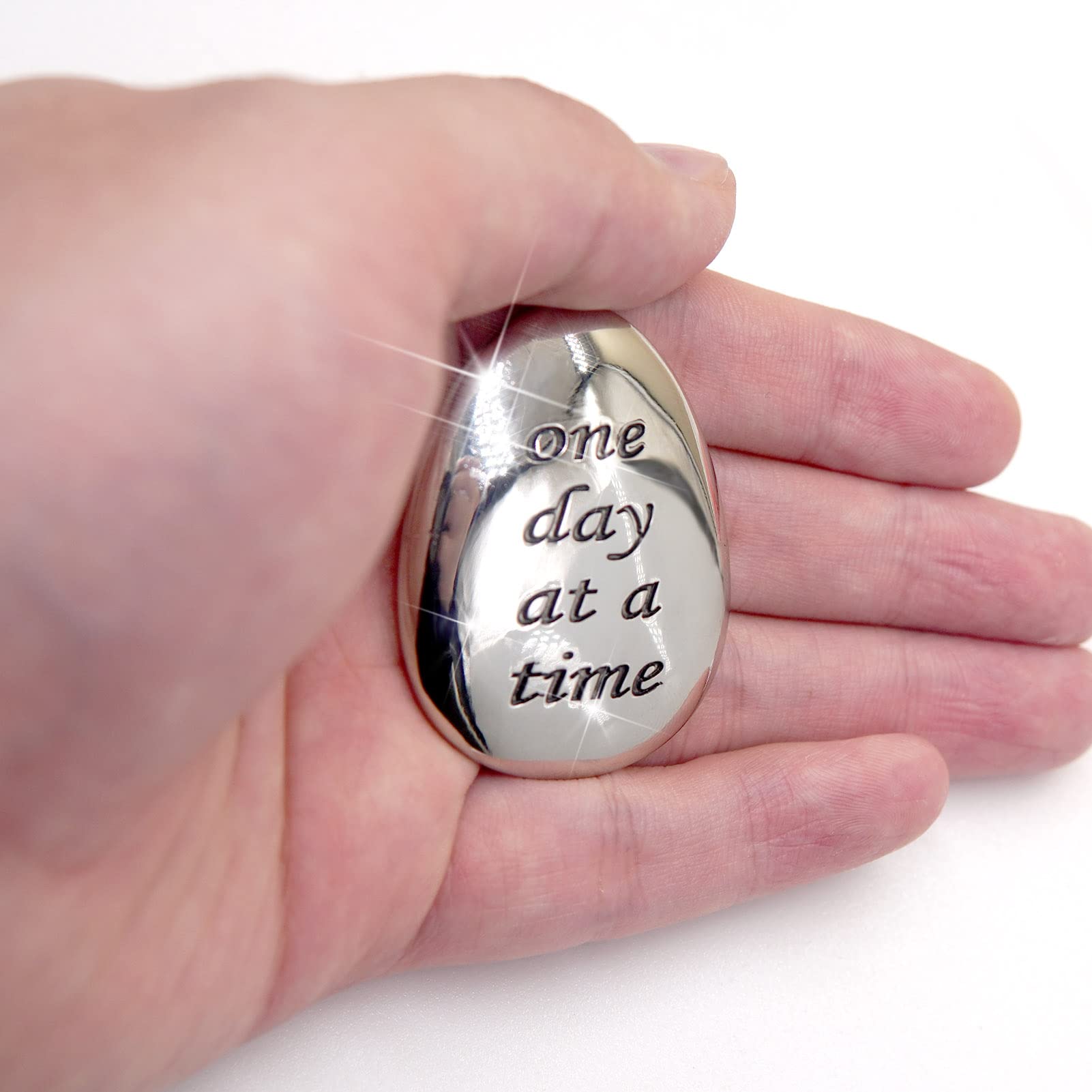 ForFine Soothing Stone Thumb Stones Relieve Anxiety Stones Lucky Inspirational Gift for Parent Family Friend, Meaning One Day at