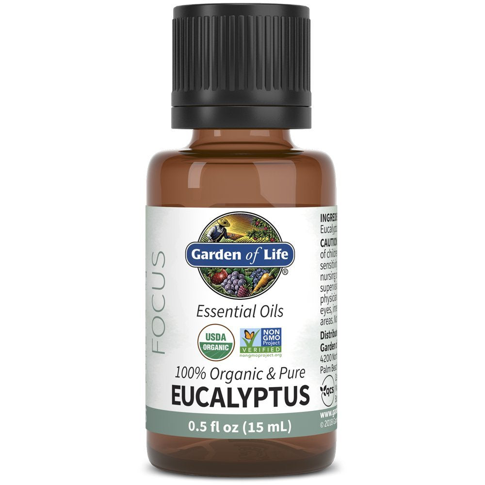 Garden of Life Essential Oil, Eucalyptus USDA Organic & Pure, Undiluted & Non-GMO for Diffuser, Aromatherapy, Meditation, Clarit