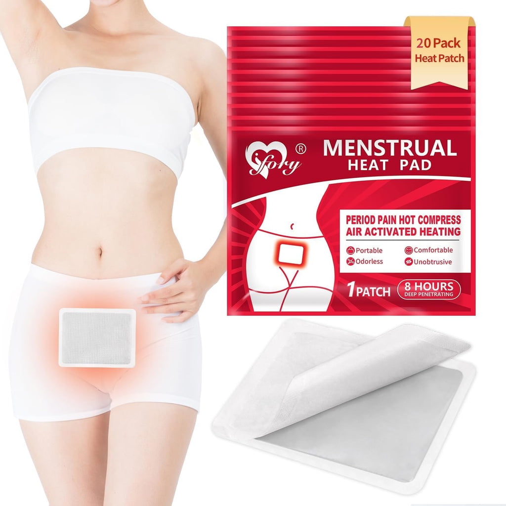 IFORY Heat Patches for Menstrual Cramp Relief, Adhesive Heating Patches for Period Cramps, Portable Instant Hot Packs, Travel Si