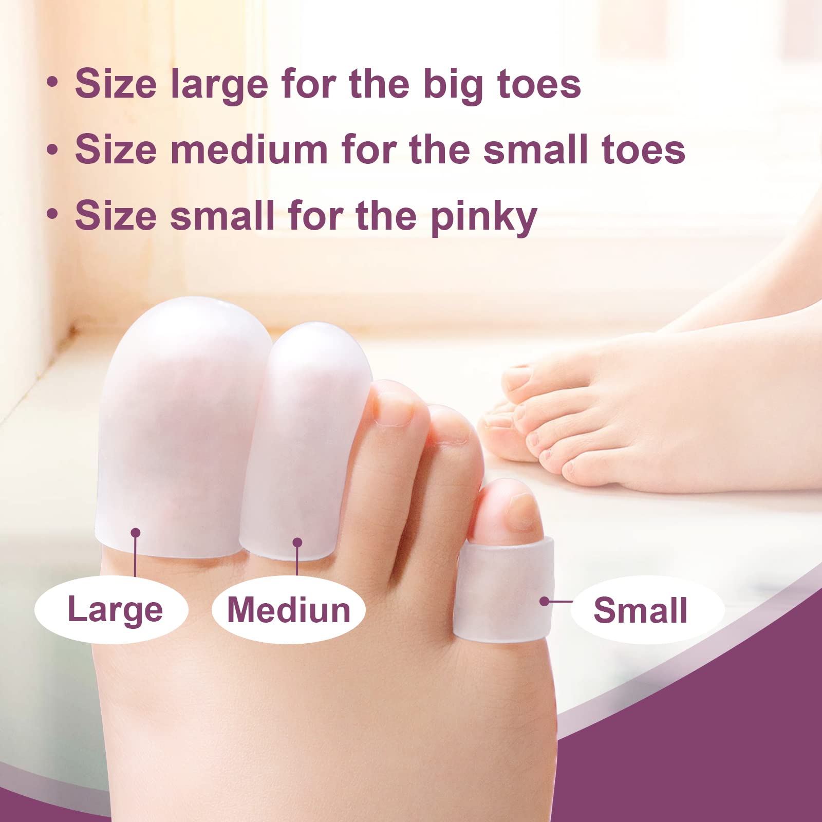 Promifun Gel Toe Protectors, 14 Packs Toe Covers, Silicone Big Toe Caps, Pinky Toe Guards for Men and Women Relief Missing or In