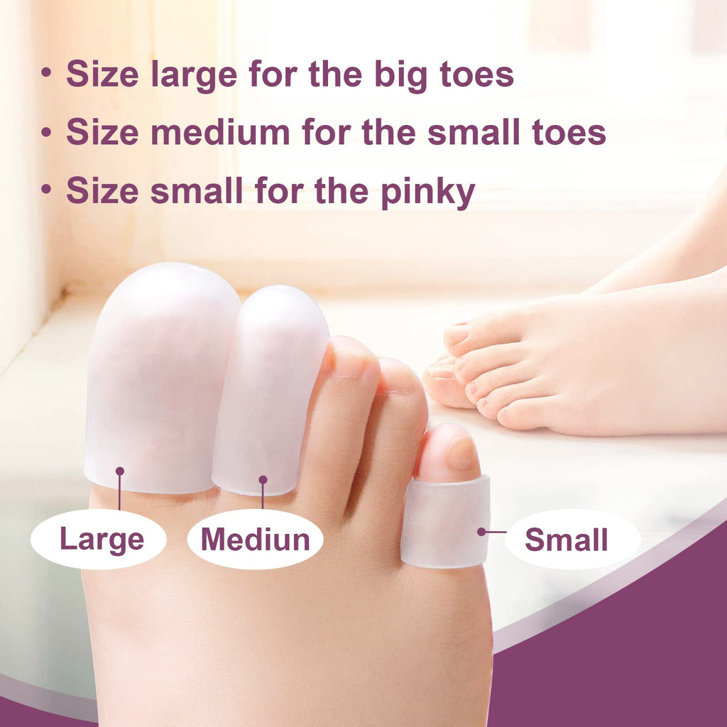 Promifun Gel Toe Protectors, 14 Packs Toe Covers, Silicone Big Toe Caps, Pinky Toe Guards for Men and Women Relief Missing or In