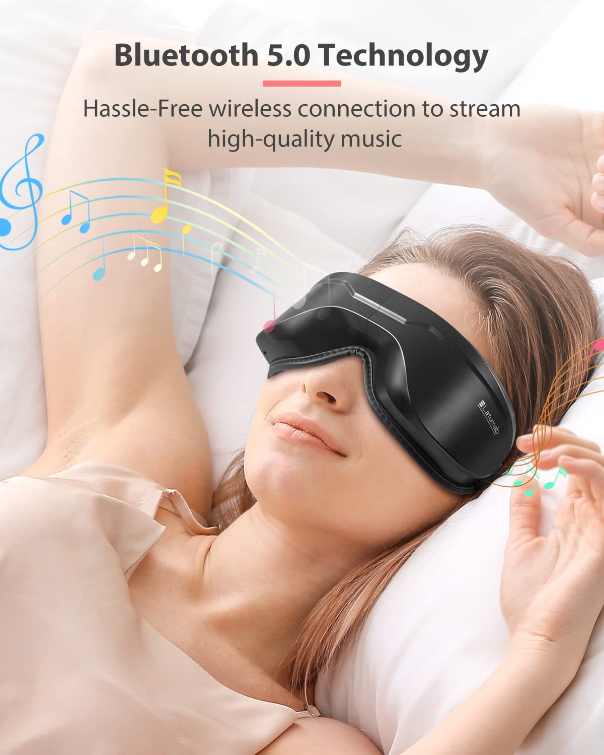 Latumab Eye Massager with Heat, Heated Eye Mask with Bluetooth Music, Face Massager, Eye Mask for Relax Eye, Reduce Eye Strain,