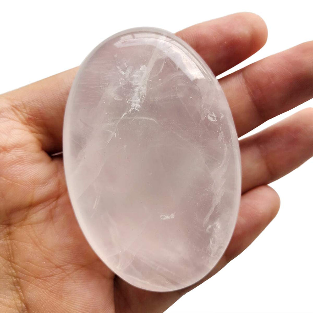 Loveliome Natural Rock Quartz Oval Polished Worry Stones, Healing Crystal Indoor Fountain Stones Massage Energy Anxiety Relief I