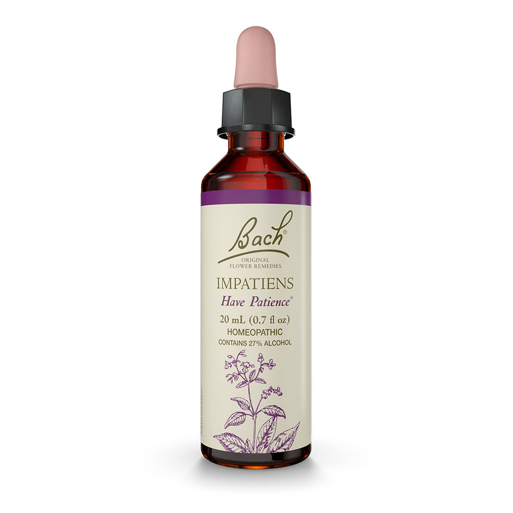 Bach Original Flower Remedies, Impatiens for Patience, Natural Homeopathic Flower Essence, Holistic Wellness, Vegan, 20mL Droppe