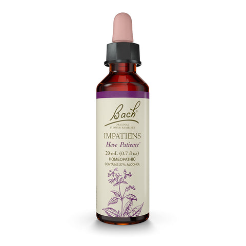 Bach Original Flower Remedies, Impatiens for Patience, Natural Homeopathic Flower Essence, Holistic Wellness, Vegan, 20mL Droppe