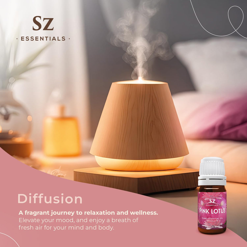 Sz Essentials - Pink Lotus 100% Pure, Essential Natural Oil - Extracted from Nymphaea Nucifera - Divine & Sweet Scent, with Exot