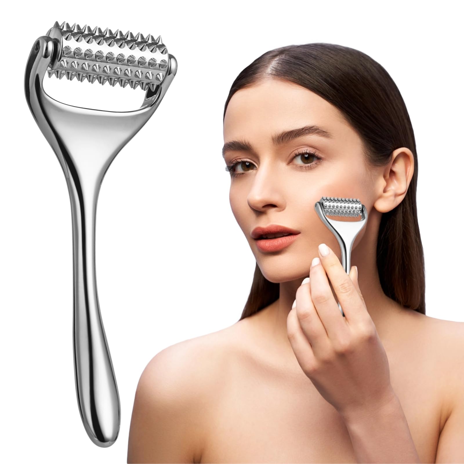 Varku Massage Roller, Face Acupressure Roller, Handheld Acupuncture Roller, Metal Handheld Acupressure Massager with 100 Trigger
