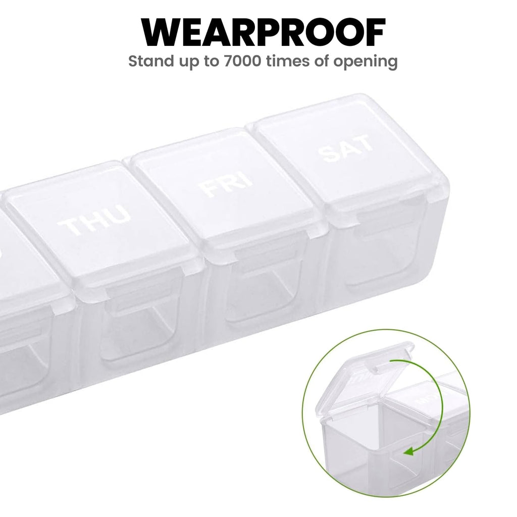 Sukuos Extra Large Weekly Pill Organizer, 7 Day Daily Pill Box Case Arthritis Friendly, Silkscreen Printed Medicine Container wi