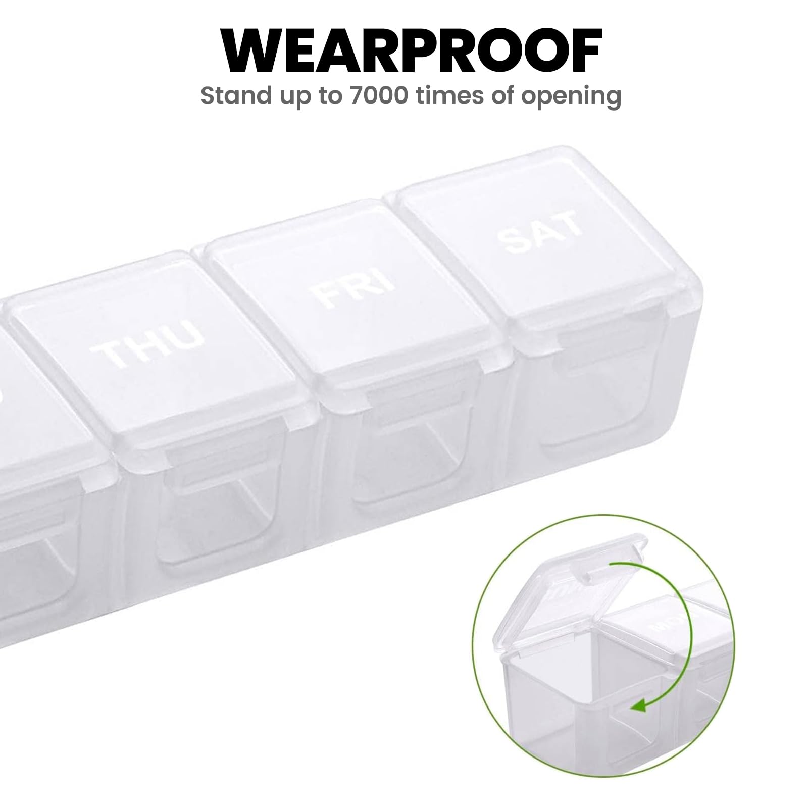 Sukuos Extra Large Weekly Pill Organizer, 7 Day Daily Pill Box Case Arthritis Friendly, Silkscreen Printed Medicine Container wi