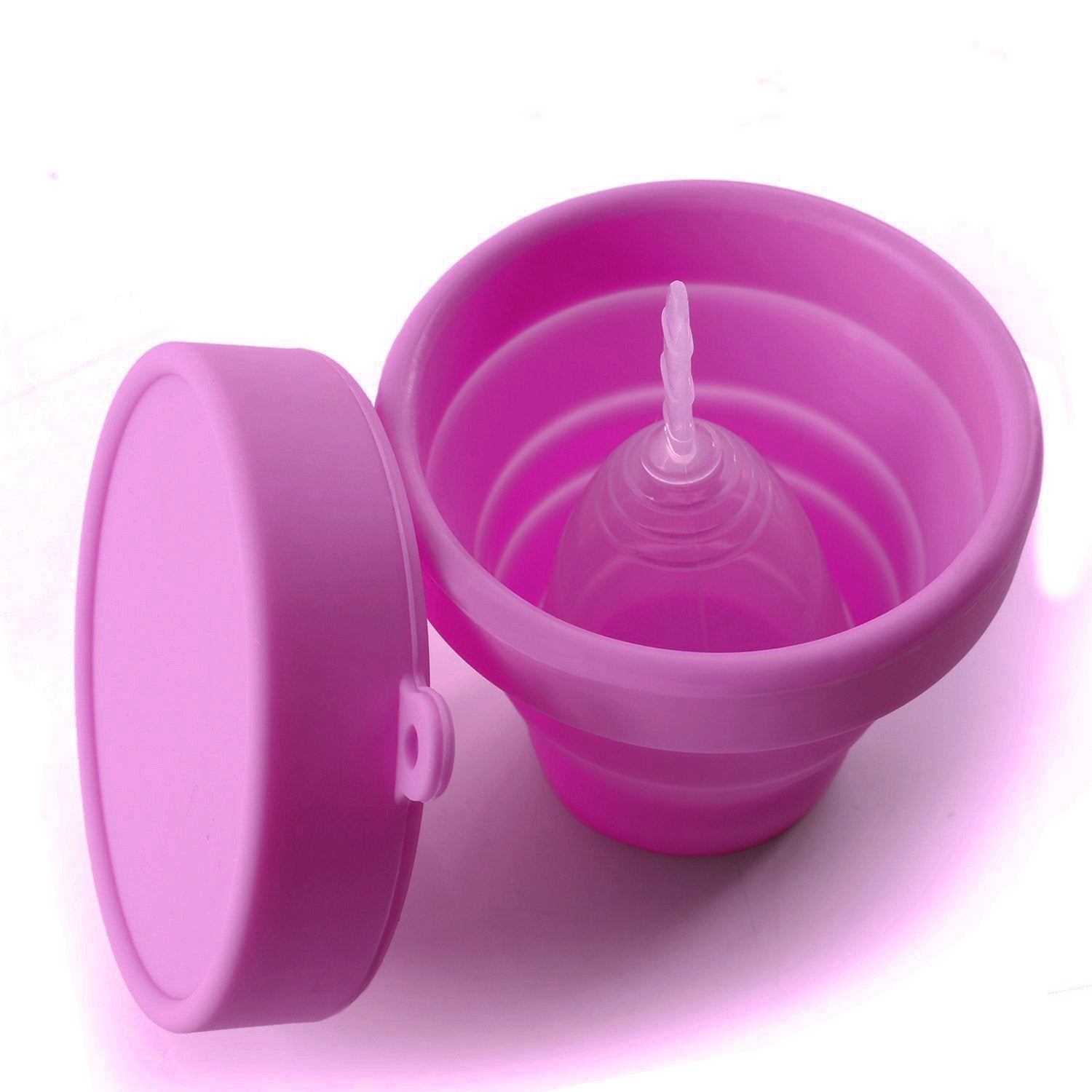 Collapsible Silicone Foldable Sterilizing Cup Set for Feminine softcups Menstrual Cups Storing and Cleaning Your Heavy Diva Cup
