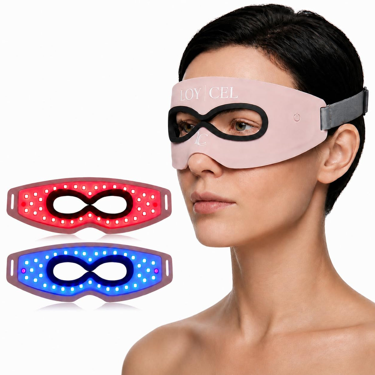 LOY | CEL Under Eye Red Light Therapy Device, Reusable Silicone LED Eye Mask Patches for Dark Circles, Puffy Eyes, Bags & Wrinkl
