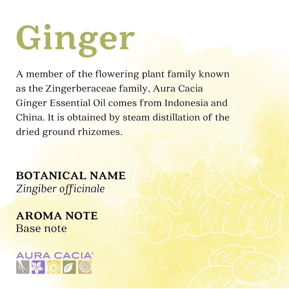 Aura Cacia Ginger Essential Oil | GC/MS Tested for Purity | 15ml (0.5 fl. oz.)