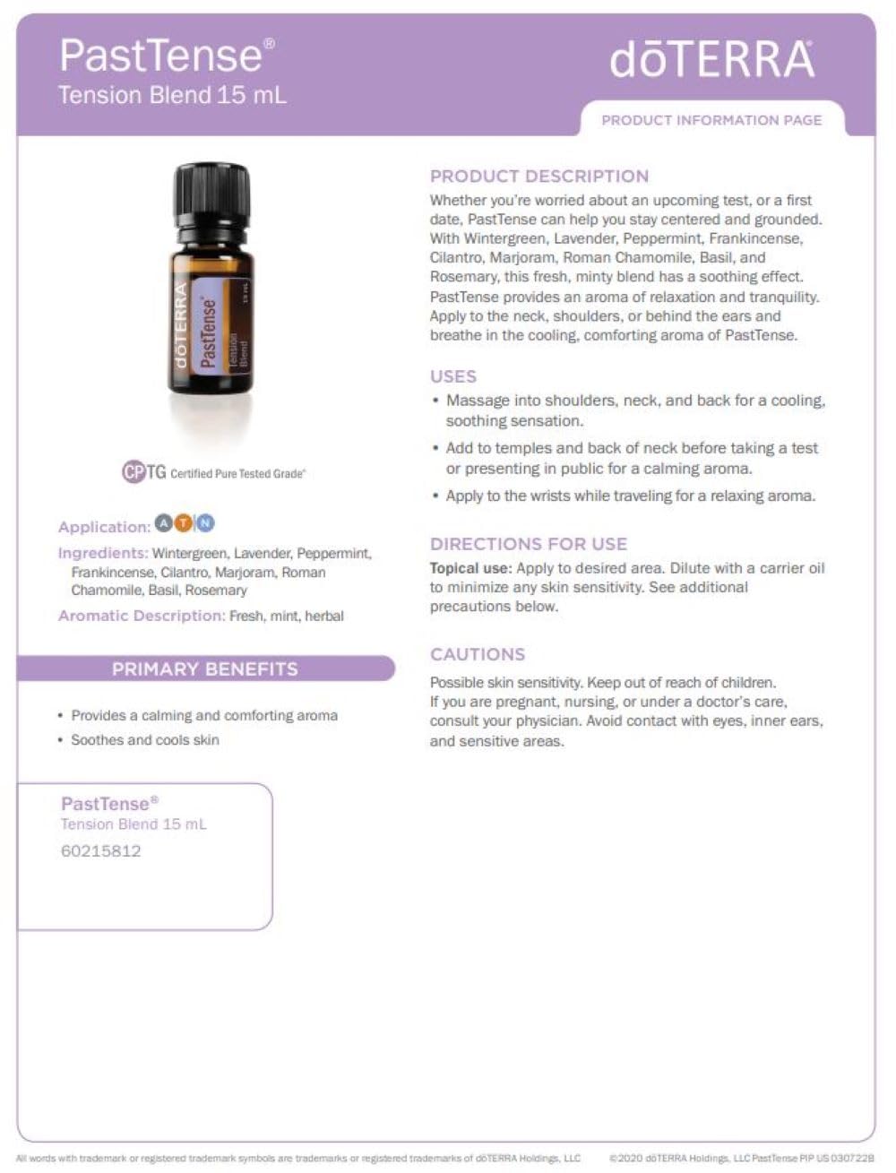 doTERRA PastTense Oil - Tension Blend - 15mL