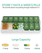 TookMag Weekly Medicine Pill Organizer 2 Times a Day, Easy Fill AM PM Pill Box, Large Capacity Quick-Refill 7 Day Pill Cases for
